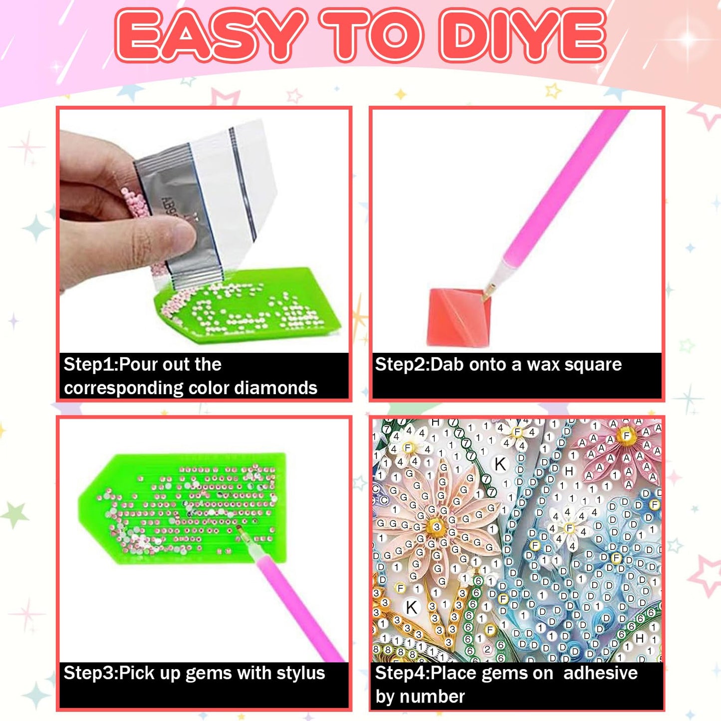 Foxonaut Beach Diamond Art for Kids with Frame, Easy Diamond Art Painting Kits Ages 6-8-12, DIY Gem Art for Kids,Art and Crafts for Girls Boys Gift (7x7inch)