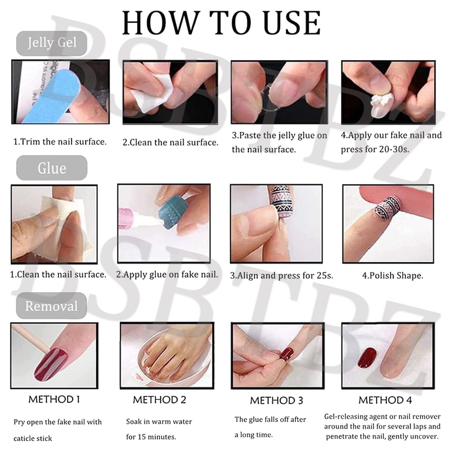24Pcs Flower Press on Nails Medium Almond French Tip Fake Nails 3D Embossed Diamond Floral Nail Art with Romantic Almond Shape Handmade Stick on Nails French Nails for Women Manicure