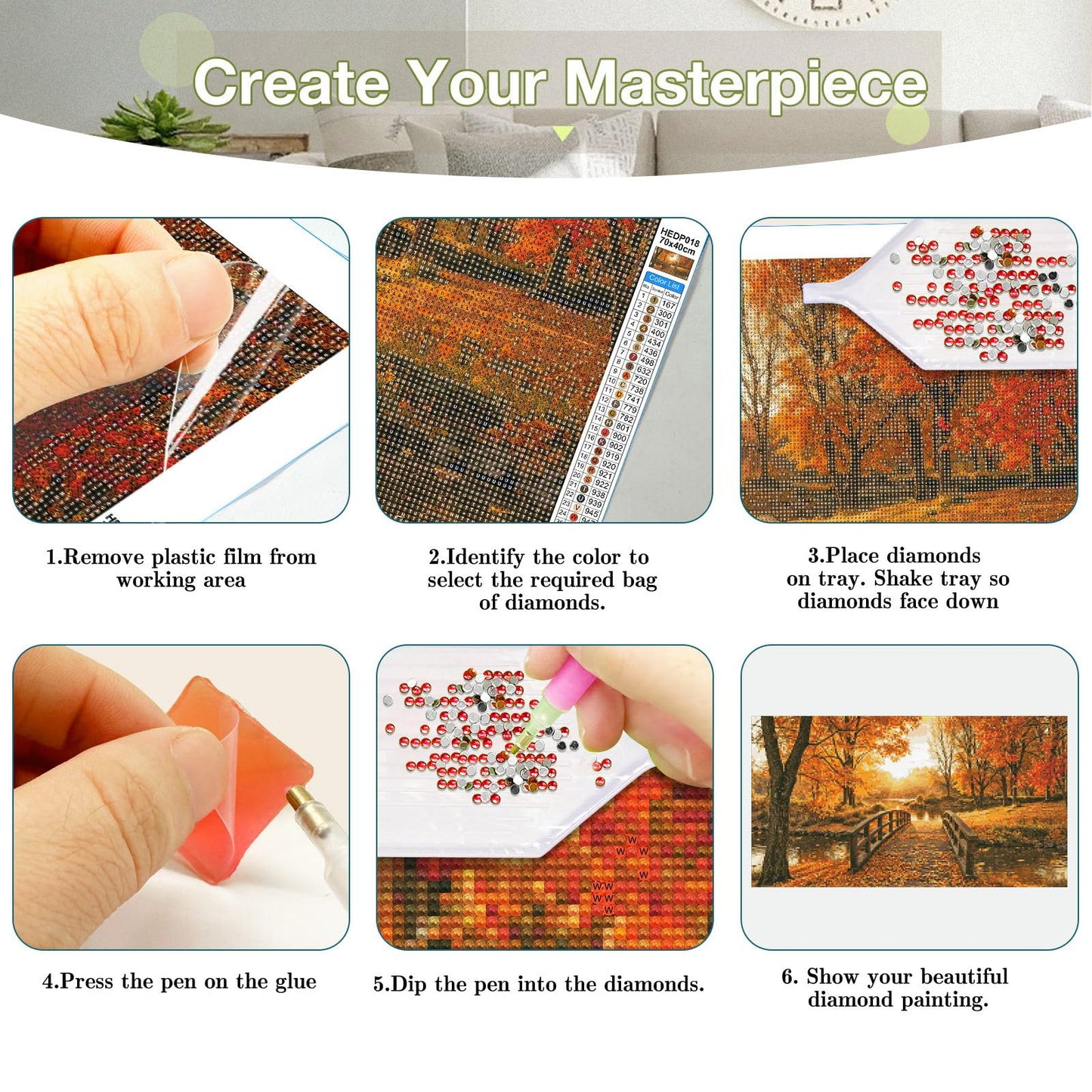 HeeBenor Large Landscape Diamond Painting Kits, 5D Sunset Diamond Art Kits for Adults, DIY Full Drill Large Landscape Diamond Painting, Sunset Gem Art Painting for Wall Decor 27.5X15.7 Inch