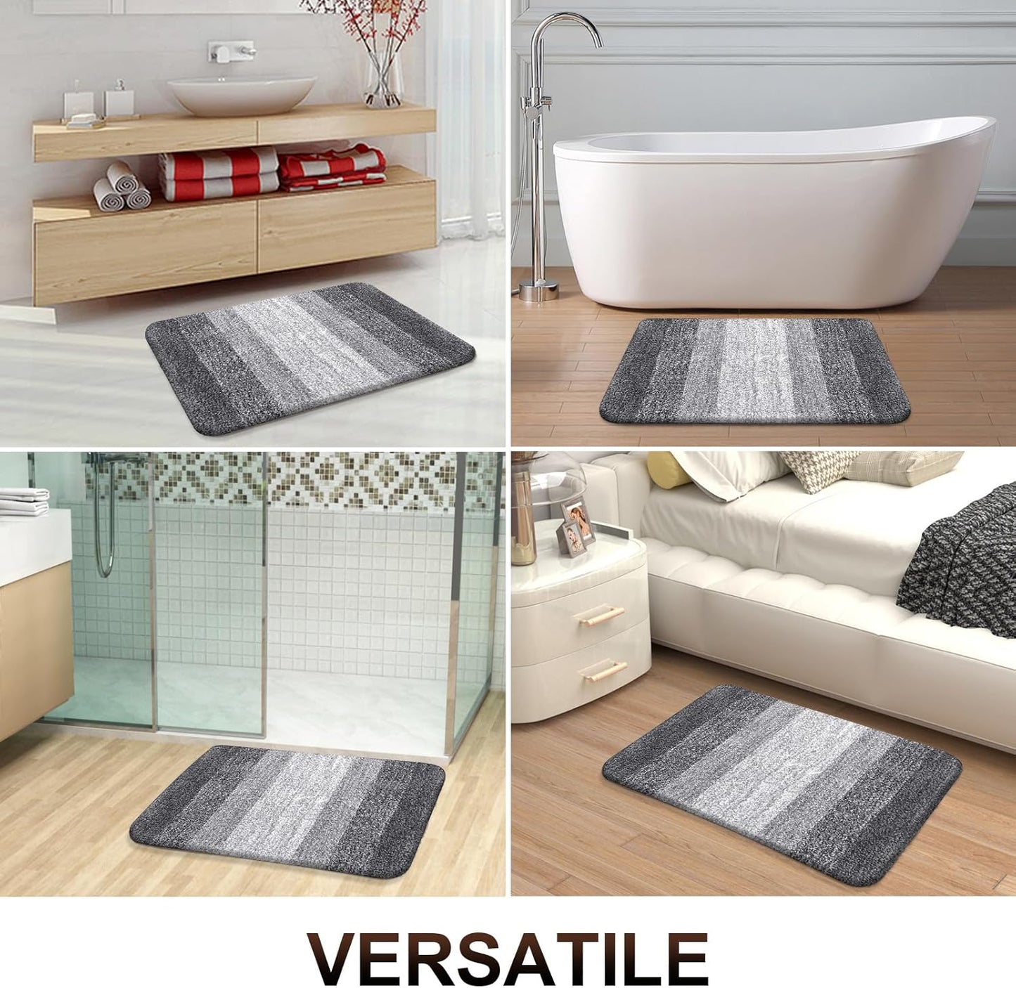 OLANLY Bathroom Rug Mat - Extra Soft, Absorbent Microfiber Runner | Non-Slip Plush Shaggy, 70x24, Grey