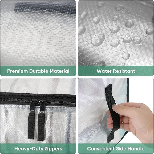 BALEINE Oversized Moving Bags - Heavy-Duty Storage Tote with Reinforced Handles | Clear, 12-Pack