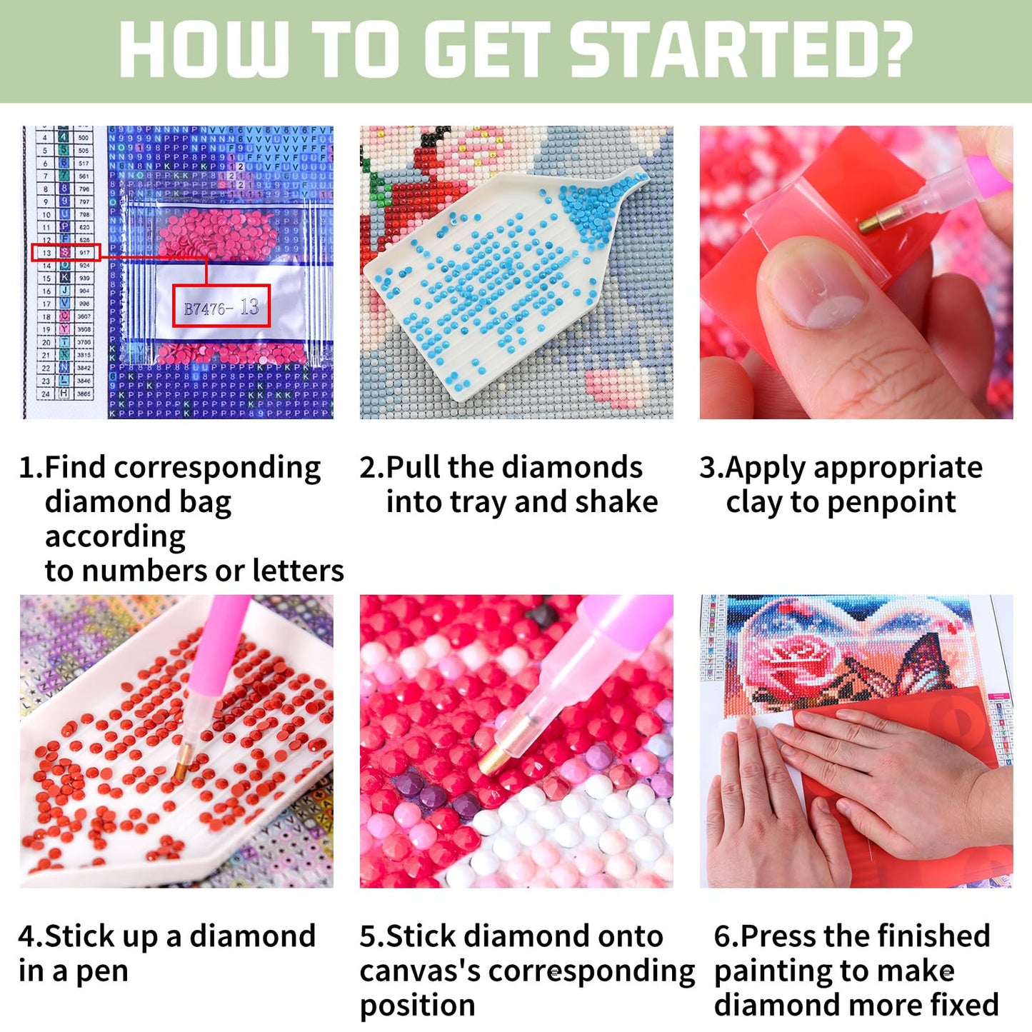 6 Pack Framhouse Diamond Painting Kits for Adults, Diamond Art Kits for Adults, DIY 5D Diamond Painting Kits for Beginners Home Wall Decor 12x16 inch