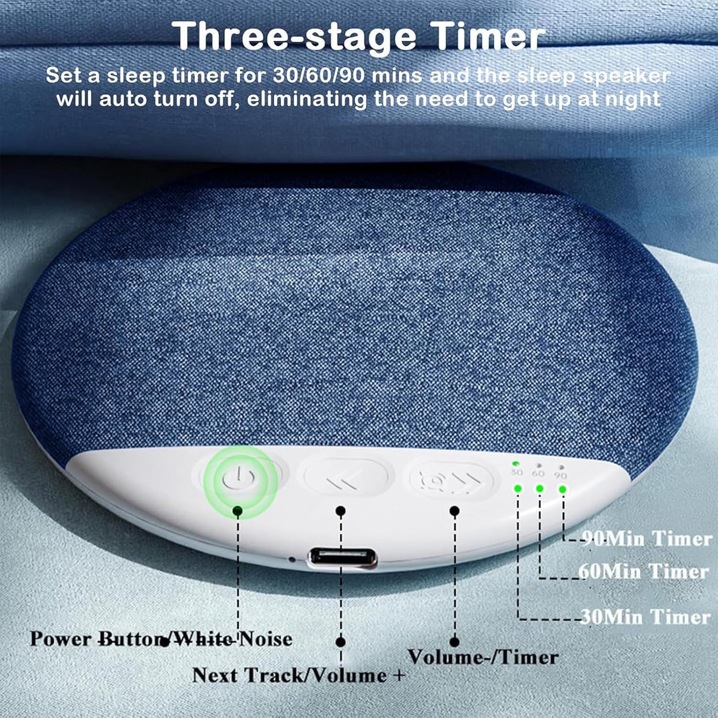 Generic 5.4, 9.6x9.6cm 250mAh 40mm Pillow Speaker for Sleeping, Sleep Pillow Speaker, with White Noise & Wireless