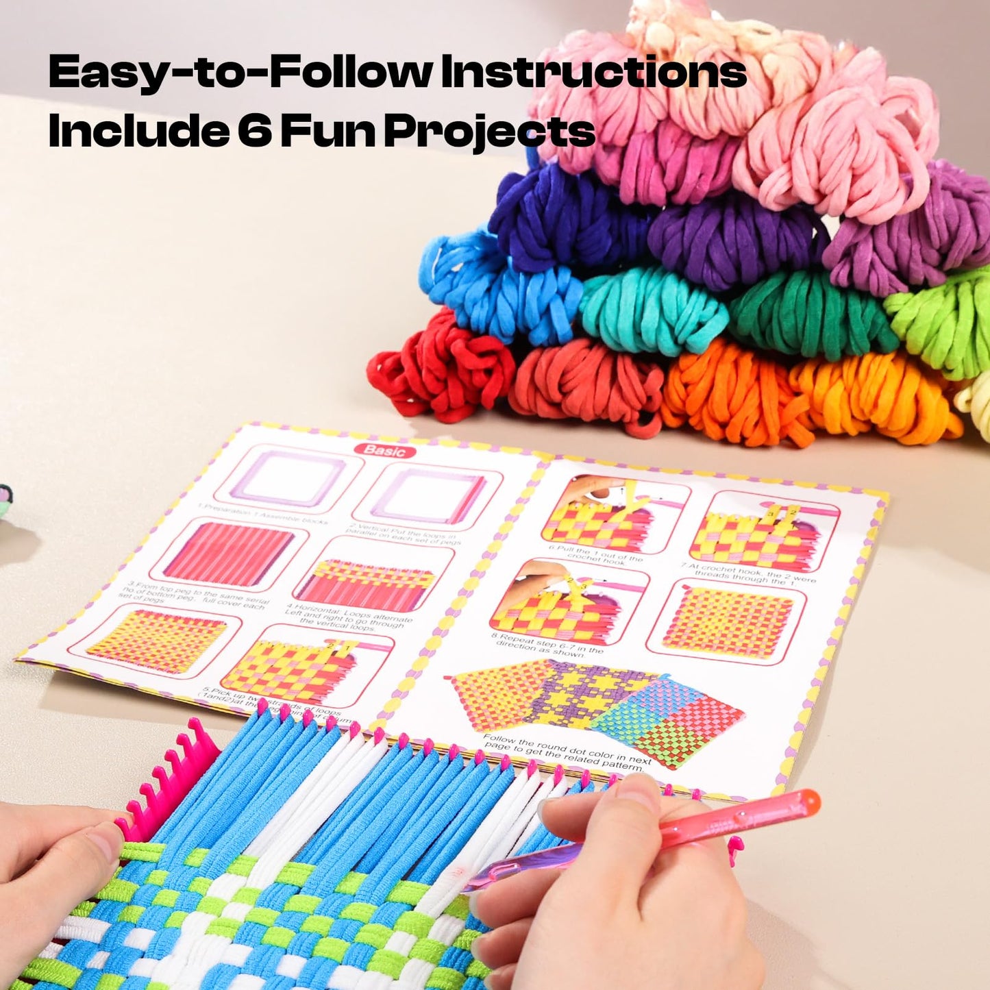 Caydo Weaving Loom Kit Toys, Pot Holder Loom Kits Includes 448 (16 Colors) Craft Loops and Matching Tools, DIY Art and Craft for Adults, Potholder Loom Activity for Gift