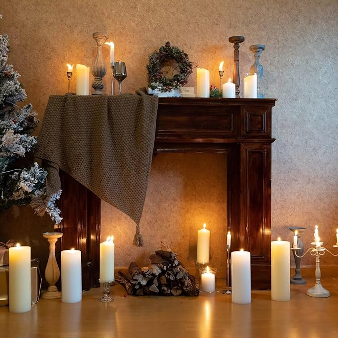 MOZEAL 4" x 10" Extra-Large Navy Blue Pillar Candles (Set of 2), Unscented,Dripless, Smokeless,Long Clean-Burning,These Tall 10 inch Large Blue Pillar Candles Perfect for Weddings and Christmas Decor