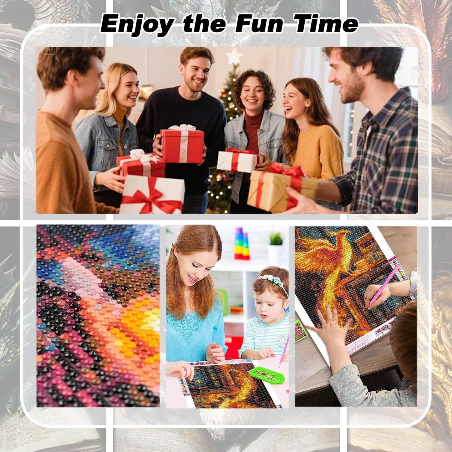 EIBEILI 6 Pack Diamond Painting Kits for Adults, Beach Diamond Art Kits for Beginners,DIY Full Rhinestone 5D Diamond dots (Gemstone Craft), Home Wall Decoration (12x16 inch)