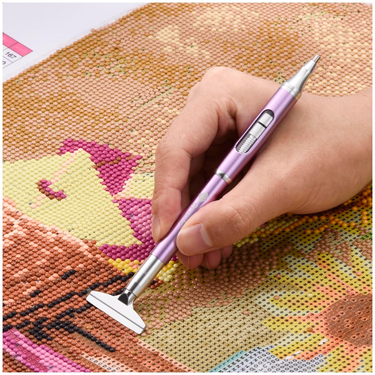 benote Diamond Art Painting Pen Refillable Wax Pen for Diamond Art Kit Accessories Self-Stick Drill Pens with Metal Correction Plate for 5D Craft DIY Nail - B18