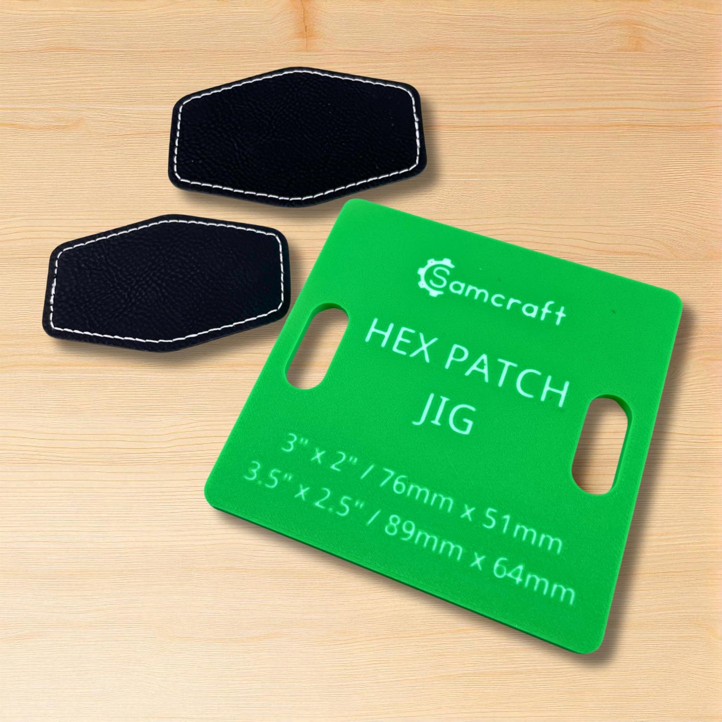 Samcraft Hex Patch Jig for xTool F1 - Holds 3x2 and 3.5x2.5 Inch Hexagon Leather Patches for Engraving
