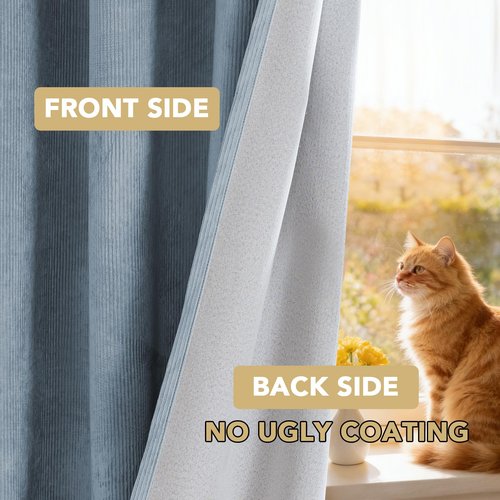 H.VERSAILTEX Velvet 100% Blackout Curtains for Living Room Full Light Blocking Curtains Thermal Insulated Room Window Drapes Soft Luxury Curtains Grommet Top 2 Panels (55" W x 96" L, Stone Blue)