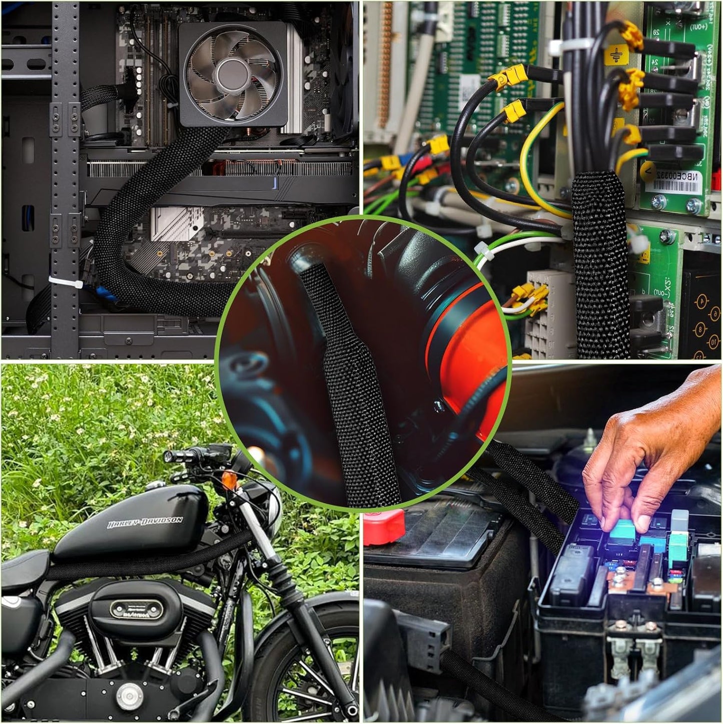 Tsmhisd 2:1Heat (3/8"-25ft) Shrink Wire Loom Braided Cable Sleeves,Heat Resistant Fabric Woven Shrink Tubing Wiring
