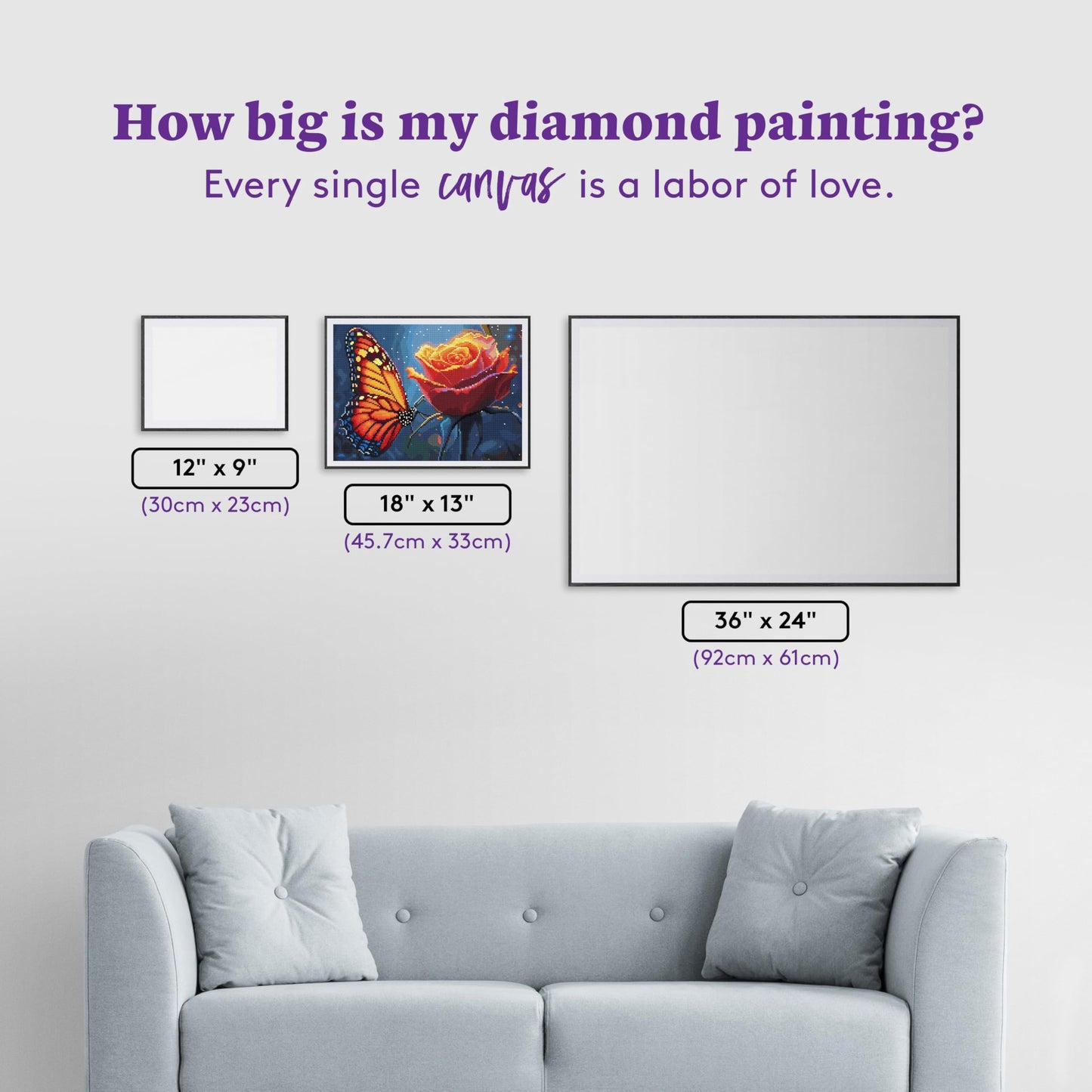 DIAMOND ART CLUB Glowing Monarch Diamond Painting Kit, Fun DIY Crafts for Adults, Round Diamond Art Canvas, 18" x 13" (45.7 cm x 33 cm)