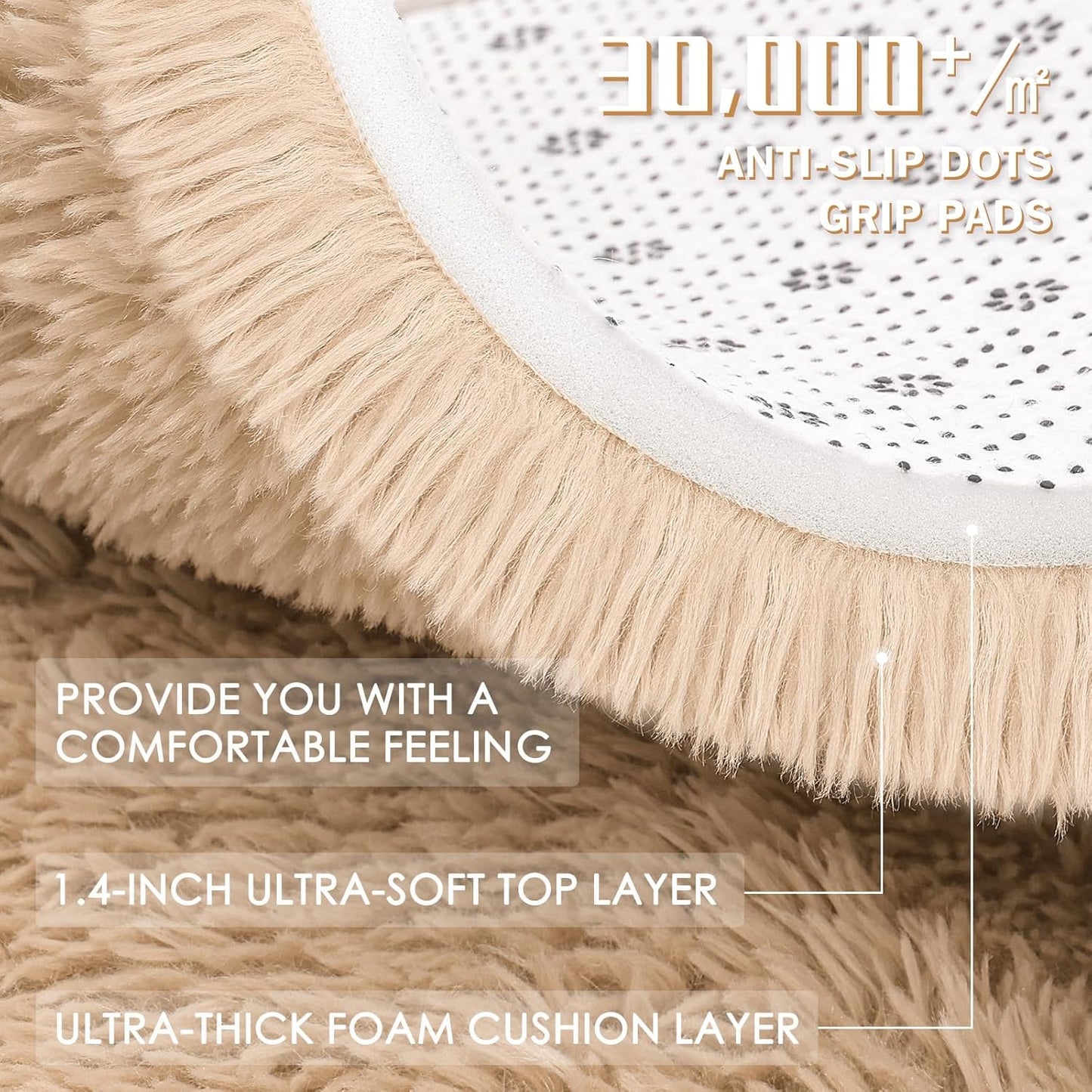 OLANLY Large Area Rug - Soft Fluffy Shaggy Indoor Carpet for Living Room & Bedroom | 8x10, Beige