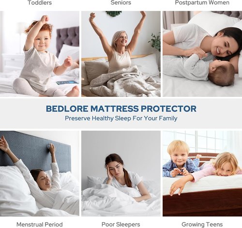 BEDLORE Waterproof Mattress Protector - Noiseless California King Size Pad | Soft, Breathable, Washable Cover (Beige)
