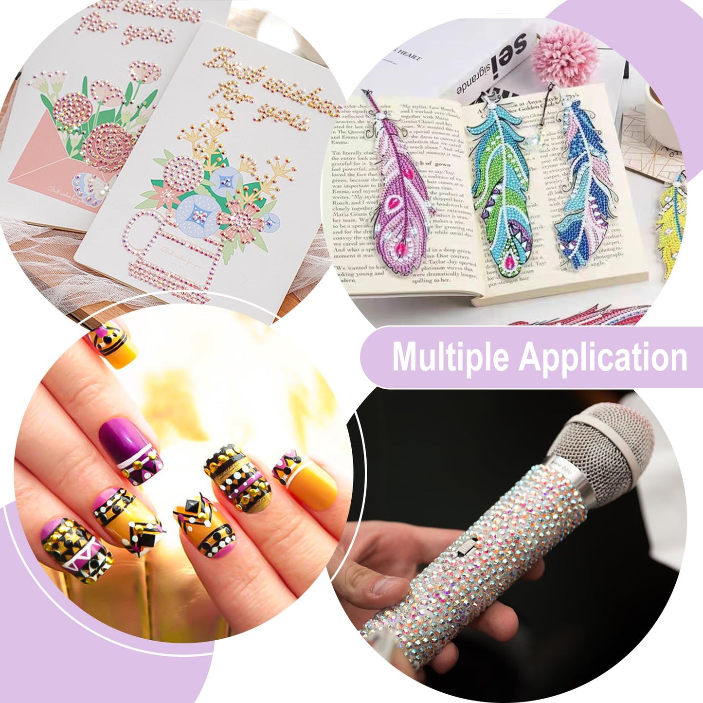 22PCS DIY Diamond Art Pen Painting Tool Set - Metal Threaded Tip Accessories Gem Resin Dotting Pen Supplies Kit (Purple Pen + 12 Tips + 9 Dotting Clay)