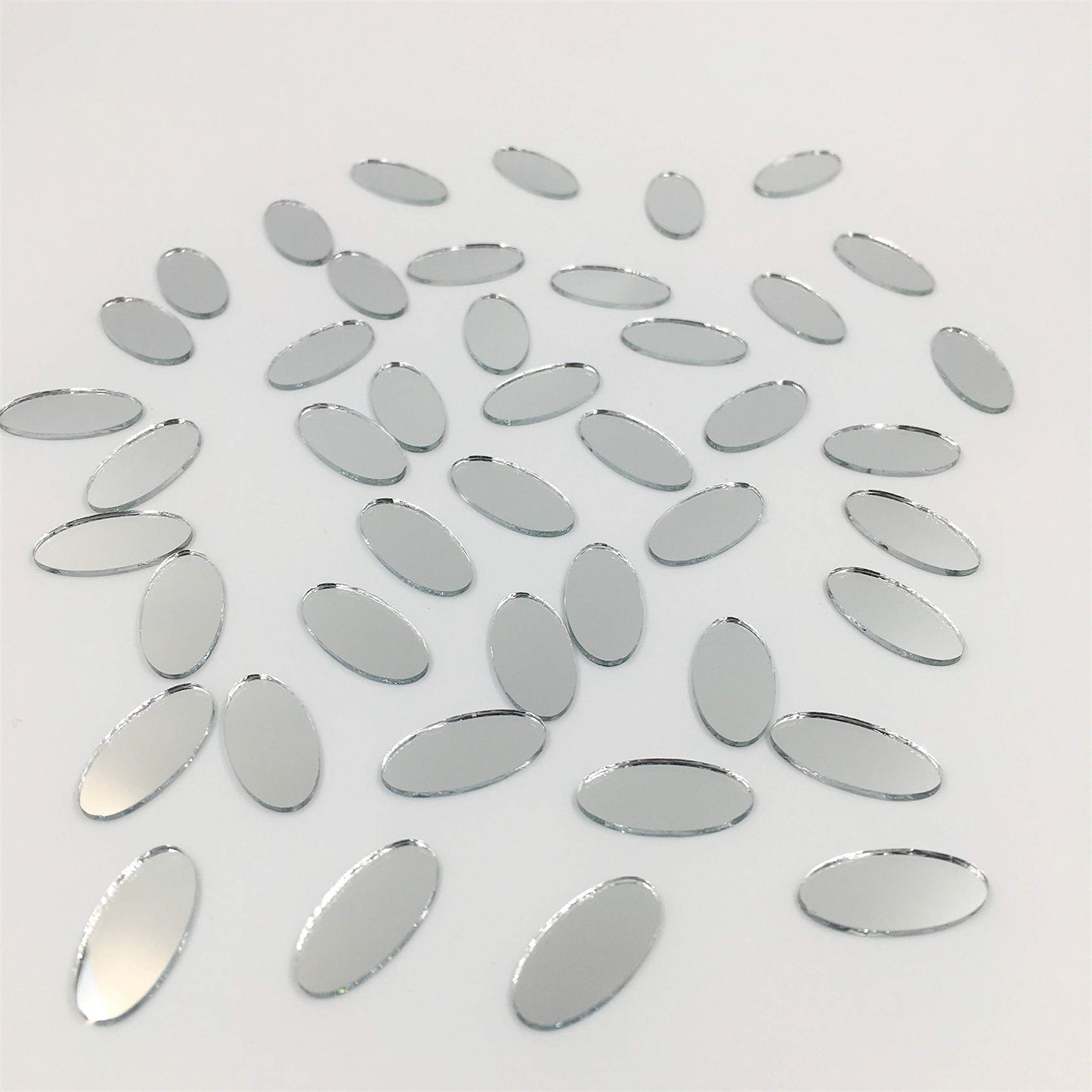NUO RUI 100 Pcs Mini Oval Shaped Mirror Mosaic Tiles Craft Mirrors