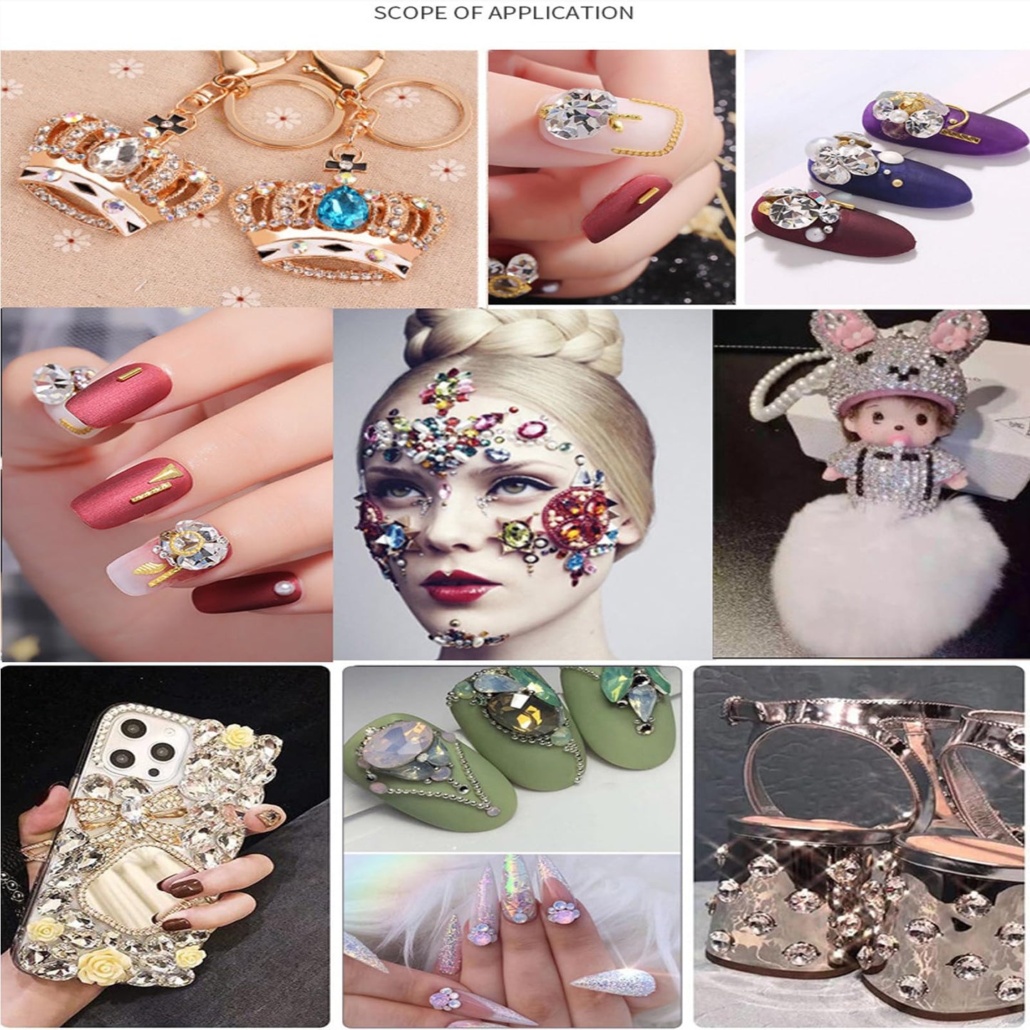 Gold Nail Charms 3D Alloy Beads Nail Gems Shiny Ocean Beach Starfish Star Moon Nail Jewels Multi-Shapes Metal Golden Lines Nail Art Supplies with Tweezer for Women DIY Acrylic Nail 12 Grids 1 Box