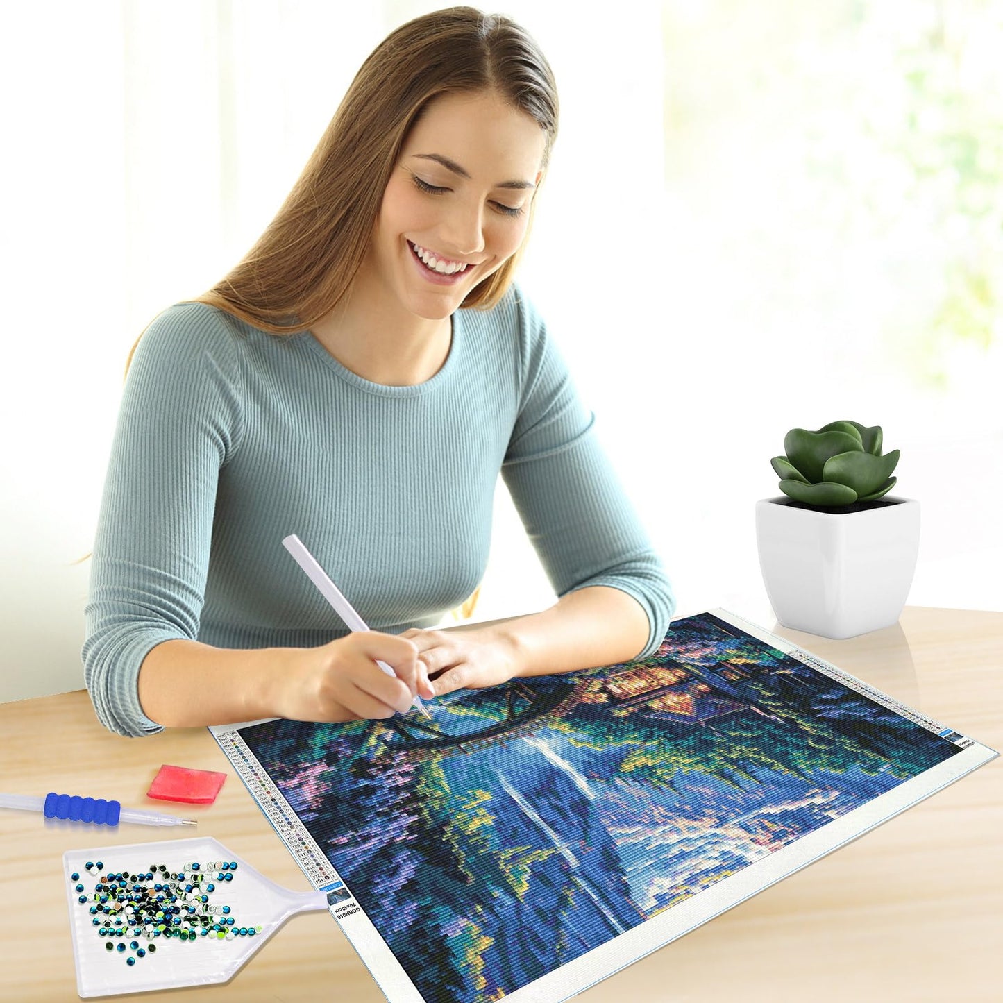 JOOZ Mountain Diamond Painting Kit for Adults 5D Large Landscape Diamond Art Kits for Adults House Diamond Art Painting Kits Gem Art Kits for Home Wall Decor 27.5x15.7Inch