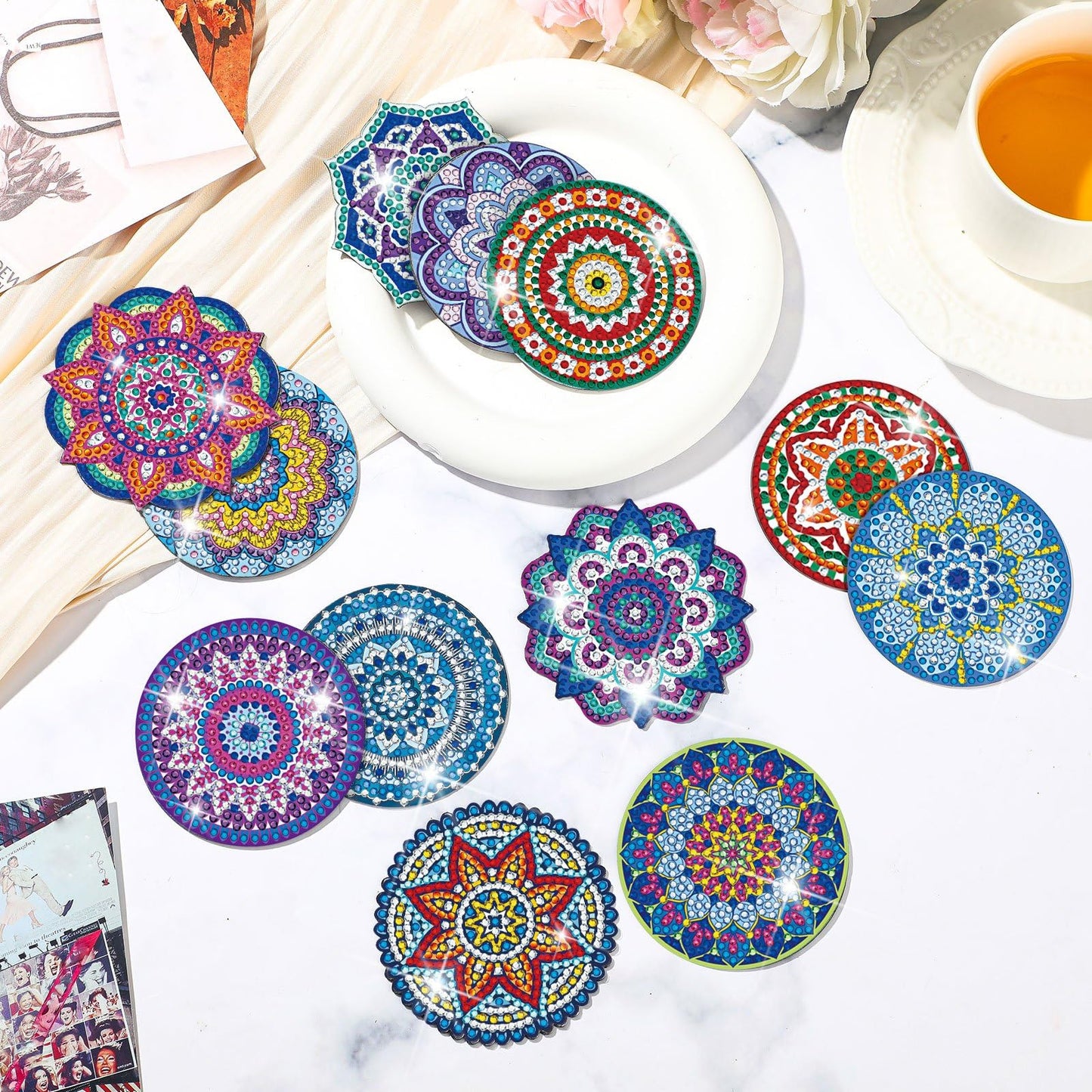 Zonon 12 Pcs Refrigerator Diamond Painting Magnets Easy Diamond Art Painting Magnetic Stickers Kits Fridge Magnets for Adults DIY Home Decors(Classic Mandala)