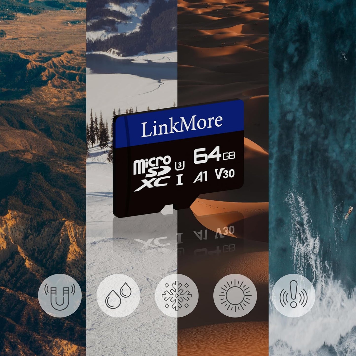 LinkMore XV13 64GB (2pack) A1 U3 V30 10, 95 45 MicroSD Memory Card, MicroSDXC UHS-I Class Read Up to MB/s, Write Up