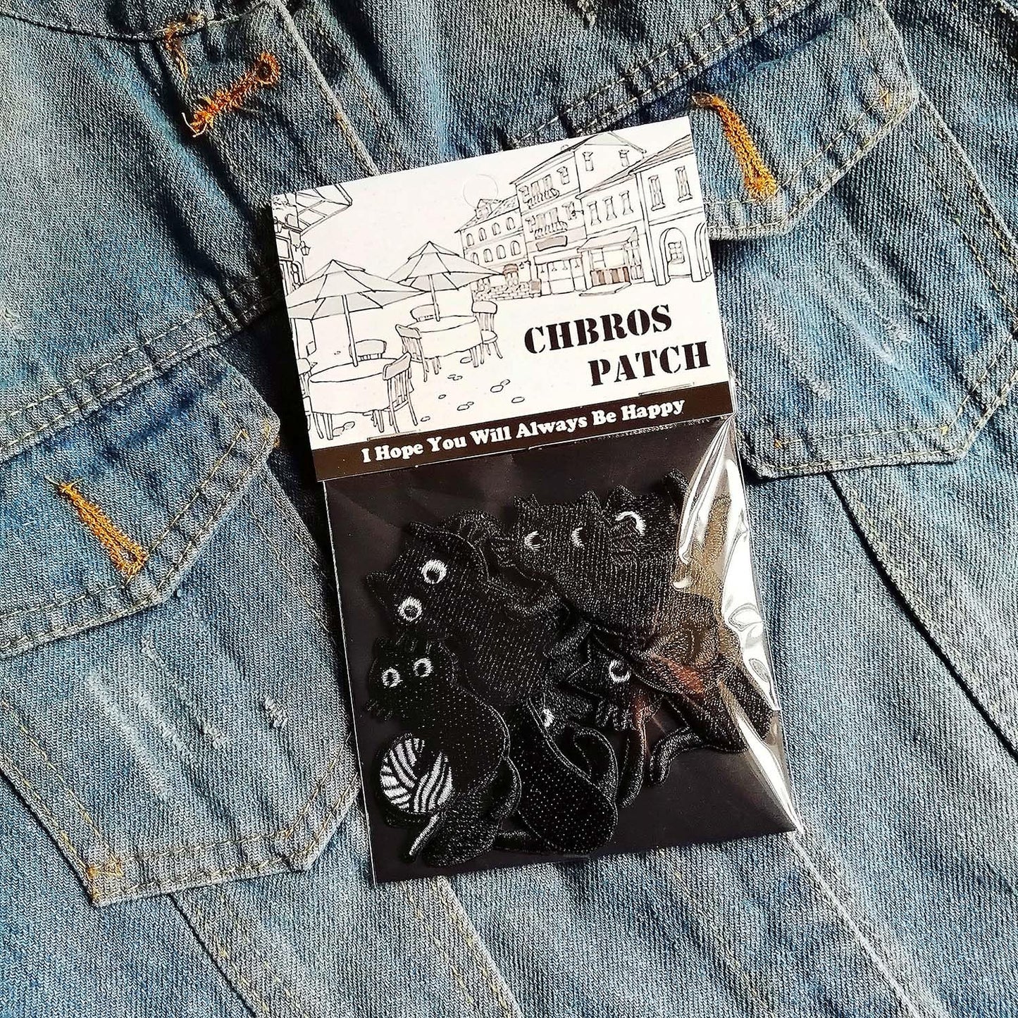 CHBROS 9 Pcs Black Cat Embroidered Patches Applique Iron on Patches for Clothing Jackets T-Shirt Backpacks.…(Set of 9)