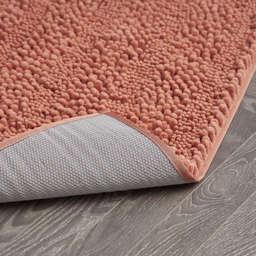 Laura Ashley β Astor Chenille Bath Mat | 100% Polyester | Premium Bathroom DΓ©cor | Machine Washable | TPR Backing | Measures 17β x 24β | Coral