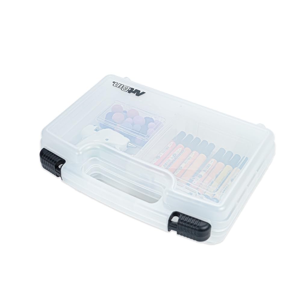 ArtBin 8014AB 14 Inch Quick View Carrying Case - 14 in. x 3.375 in. x 10.25 in., Lockable Art and Craft Supply Storage with Latches and Handles, Portable, Clear
