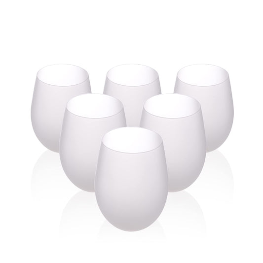 PYD Life Sublimation Blanks Wine Glasses Stemless Frosted 17 OZ Tumblers Cups Mugs Bulk for Sublimation Oven Printing 6 Pack