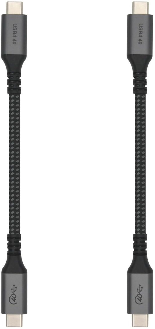 Vebner 6-Inch USB4 40Gbps 100W (20V, 5A) 3 (2-Pack) Extra Short Cable - Supports Charging - Compatible with Thunderbolt