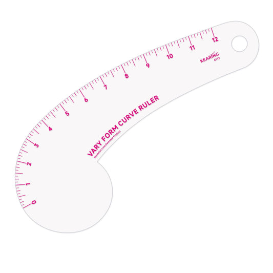 KEARING 12Inch Clear Vary Form Curve Ruler for Sewing, Sandwich Line Scale, French Curve Ruler for Pattern Making, Hip Curve Ruler for Measuring Fashion Design