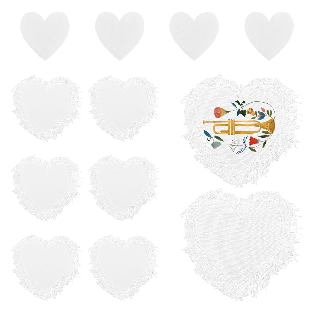PH PandaHall Sublimation Patches, 6pcs Heart Iron on Blank Patches Embroidery Fabric Patch Repair Sublimation Patch for Hats Caps Backpack Shoes Jeans Uniforms Clothes DIY Craft, White, 3.74x3.54 inch