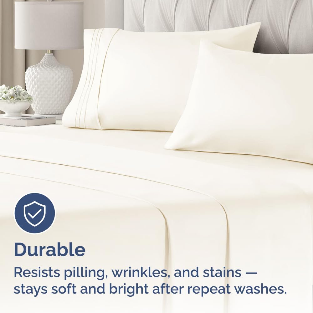 Queen Pillow Cases by [Brand Name] - Ultra Soft Hotel Quality Covers - Wrinkle Free & Stain Resistant - 4 Piece Set in Off White