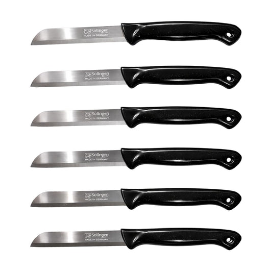 Solingen 6 Pcs Serrated Paring Knife Set – Sharp Small Kitchen Knives for Fruit & Vegetable – German Stainless Steel – Made in Solingen – Ideal for Cutting