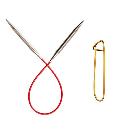ChiaoGoo Knit Red 9 inch (23cm) Circular Knitting Needles US Size 5 (3.75mm) Stainless Steel 6009-5 with Stitch Holder