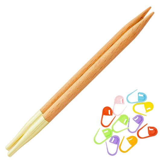 KnitPro Basix Interchangeable Circular Knitting Needles 5 inch, Size 11 (13cm, 8.00mm) with 10 Colorful Stitch Markers
