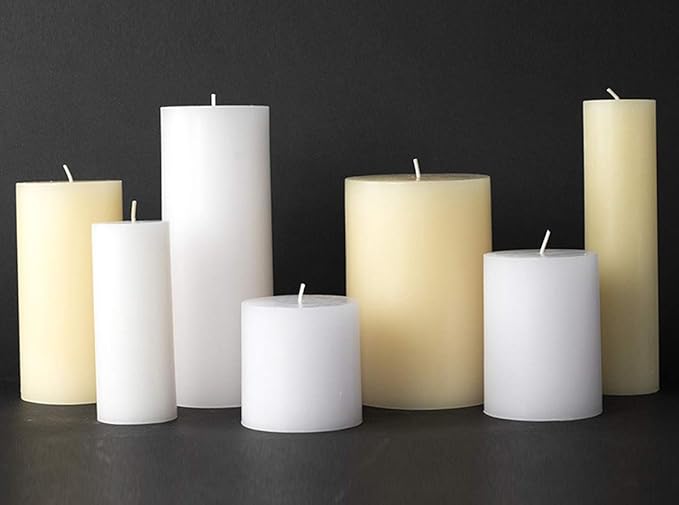 TAG Chapel 3X6 White Pillar Paraffin Wax Candle Unscented Drip-Free Long Burning 85 Hours for Home Decor Wedding Parties 3x6 White