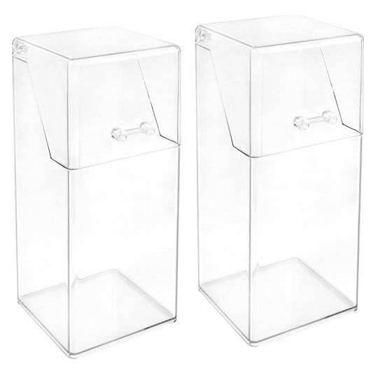 Katigate 2Pcs Acrylic Makeup Brush Organizer with Lid, Clear Makeup Brush Holders Brush Storage Dust Proof Box Makeup Organizer for Dressing Tables and Vanity