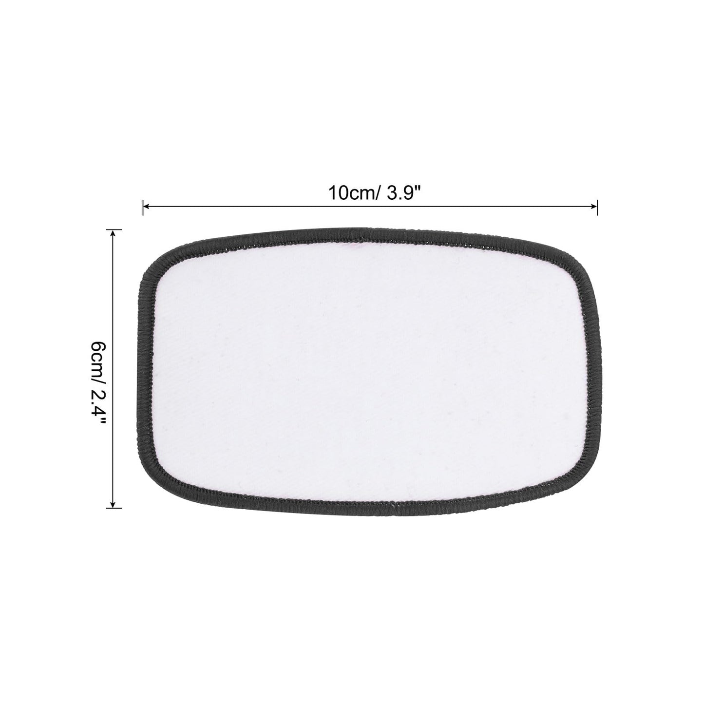 MECCANIXITY 30pcs Sublimation Patch Blank, 10x6cm/3.94x2.36 inch Fabric Iron-on Blank Heat Transfer Repair Patch for DIY Crafts Caps Clothes, White with Black Border