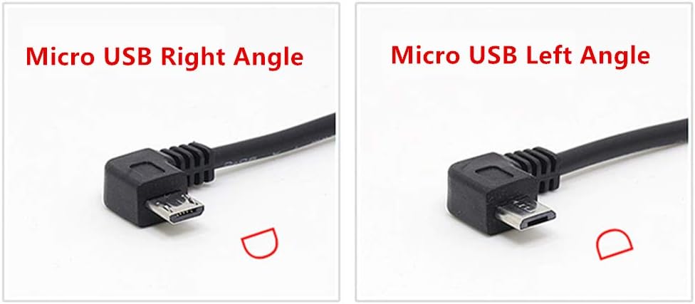 15FT 2.0 90 5pc Extra Long USB A to Micro B USB Cable Degree Right Angle Charge Cord with Wiring Clips for Car Dash Cam