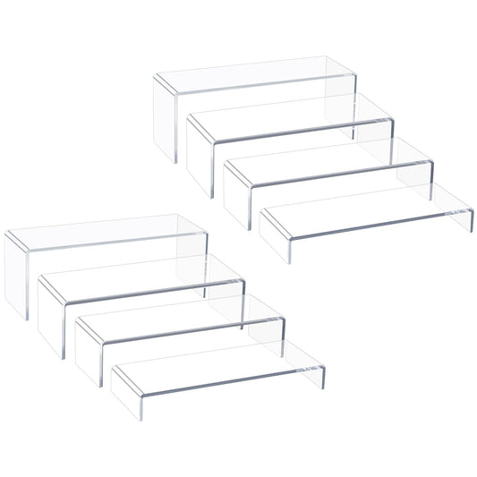 Acrylic Display Riser Stand of 8pcs, 5mm Thickness, 12'' Length Tierd Display Stands, Acrylic Shelf Risers for Perfume Display,Risers for Buffet Table,Cupcake Stand,Pop Figurines,Tumbler,Food