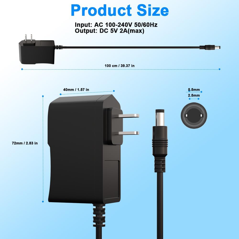 ENGFYADSY 5V 2A 100~240V 5V 2A 5V Power Supply Adapter, AC/DC Charger AC to DC Power Adapter Wall Charger for TV Box