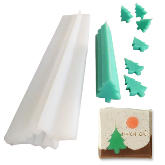 3D Christmas Tree Long Tube Silicone Mold Pine Tree Column Chocolate Candy Mold Handmade Candle Mold Embed Soap Making Supplies