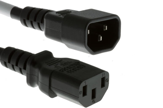 CablesAndKits 2ft C14 C13, 18 10A 250V AC Power Cord IEC to AWG, Computer Power Cable Extension for PC, Monitor