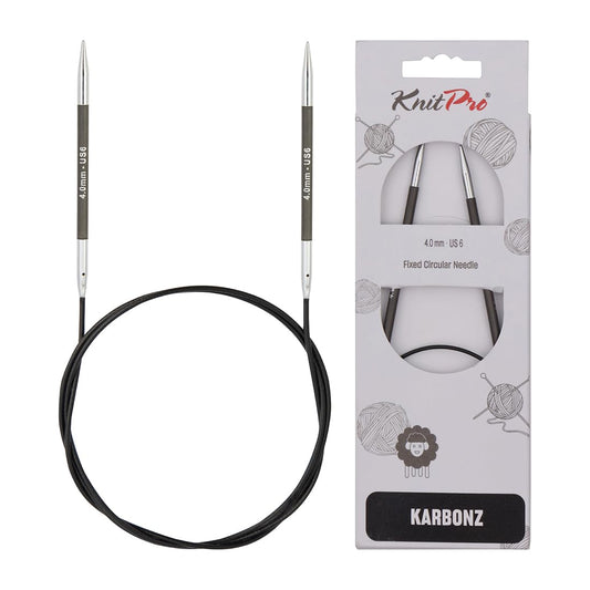 KnitPro Karbonz Fixed Circular Needle 24"(60cm) | US Size 6 (4mm)