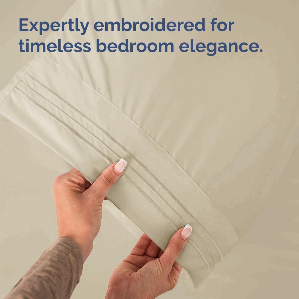 Skiennix Queen Pillow Cases Set of 4 - Ultra Soft Hotel Quality - Wrinkle Free & Fade Resistant - Wheat Color