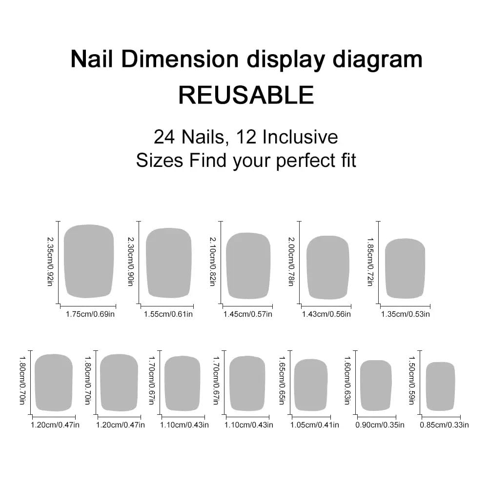 CTTHNBD Medium Press on Nails Square - Summer Fake Nails with Starfish Shell Design - Ombre Blue False Nails for Women 24 Pcs