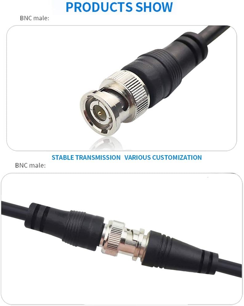 JOINSI 5-Pack 16ft 75-Ohm BNC Male to BNC Male Jumper Cable Extension Connector for CCTV DVR to TV System