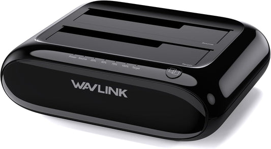 WAVLINK 3.0 2.5" 3.5" 2x20TB 6Gbps Dual Bay Hard Drive Docking Station - USB to SATA I/II/III for & HDD/SSD with Fixed