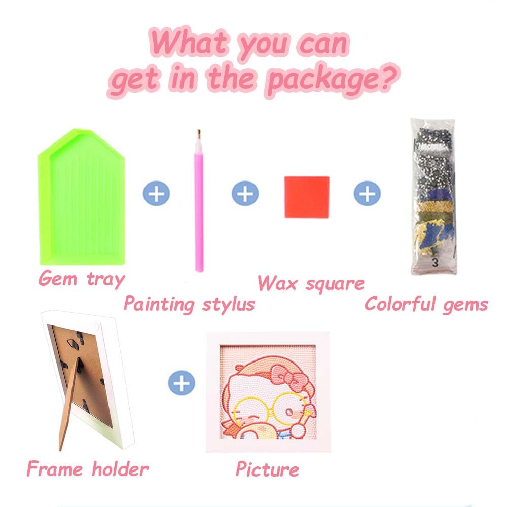 Akutoer Cute Anime 5D Diamond Drawing Kits, Gem Arts & Crafts Supplies with Frames, Cartoon Painting with Diamond, DIY Paint Supplies for Kid(Pocho)