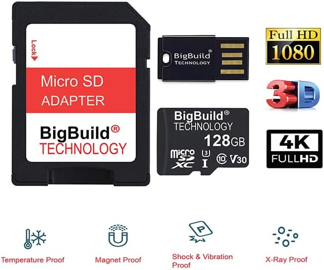 BigBuild Technology 128GB 100MB/s U3 9/9 Pro/9 9S/9T, 10/10 Lite/10 Pro/10 10S/10T, 11 Ultra Fast microSDXC Memory Card