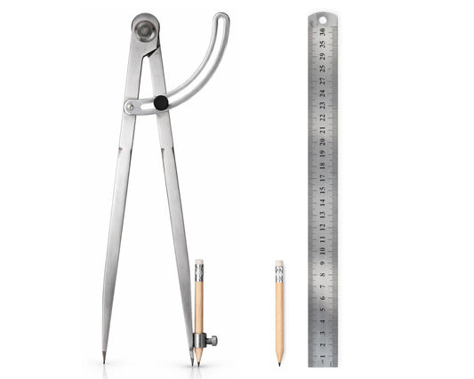 DS. DISTINCTIVE STYLE 12-Inch Large Drawing Compass, Metal Drafting Compass with Pencil Holder, Geometry Tool for Carpentry & Technical Drawing